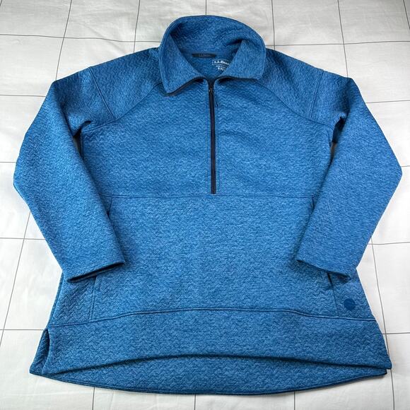 L.L. Bean Jacket Womens Small Petite Blue Flexforward Quilted Pullover Half Zip - Picture 2 of 8
